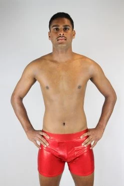 Red Sparkle Pole Short Mens Polewear