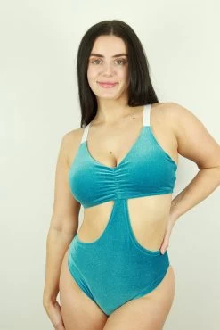 Velveteratti Side Cut Out One Piece Leotard Bodysuit – Glitter Turquoise -Pole Dancing Clothing Store 2B62C68E 48C0 40D3 BFF6 12CE76D4232E 1