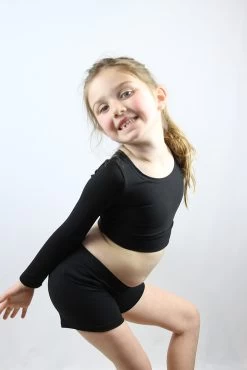 Matte Black Long Sleeve Crop Top Youth Girls -Pole Dancing Clothing Store 4B3EF6FD 1D87 45EB B7FB 5B87DB15F67E 1 105 c