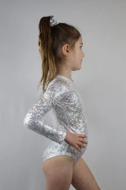 White Sparkle Long Sleeve One Piece Girls Leotard For Gymnastics -Pole Dancing Clothing Store 55F9A265 1A6E 498E BEB2 16963FDDED02 1 105 c