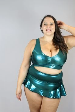 Jade Sparkle Mid Waisted Skort – Plus Size -Pole Dancing Clothing Store 60B30C56 07C2 4E17 B2C9 6249AA36C387 1
