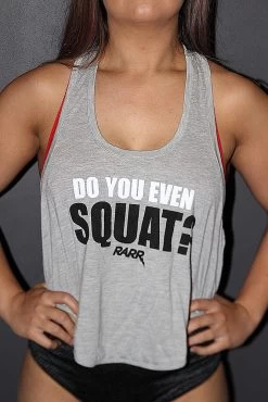 Do You Even Squat Crop Tank Grey Marle