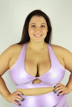 Lilac Sparkle Knot Sports Bra – Plus Size