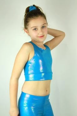 Aqua Sparkle Long Line Crop Top Youth Girls -Pole Dancing Clothing Store 875D386F FC1A 49E2 A280 E0BD06D31BD1 1