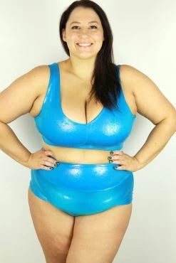 Aqua Sparkle Sweet Scoop Sports Bra – Plus Size