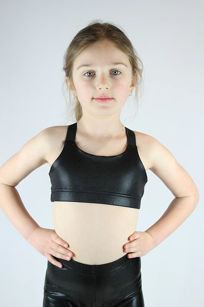 Black Sparkle V Sports Bra Youth Girls 4 Black Sparkle V Sports Bra Youth Girls - Image 2
