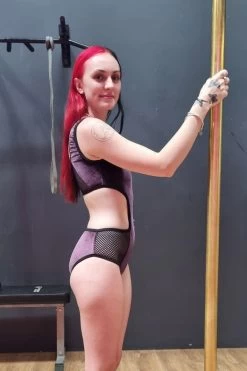 Boston Bodysuit – Aubergine Velvet -Pole Dancing Clothing Store Boston Aubergine Velvet Side