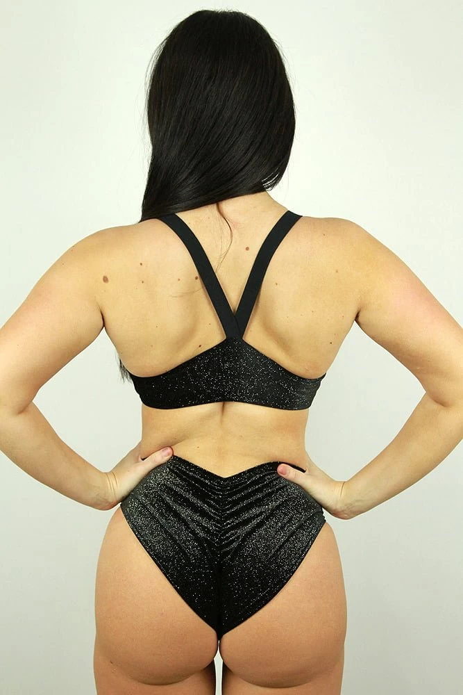 Velveteratti Side Cut Out One Piece Leotard Bodysuit – Glitter Midnight 6 Velveteratti Side Cut Out One Piece Leotard Bodysuit – Glitter Midnight - Image 4