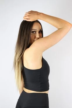 Matte Black Long Line Racer Back Bra -Pole Dancing Clothing Store CBA4A5D0 88CD 4BA6 9778 1F6C090917AD 1 105 c