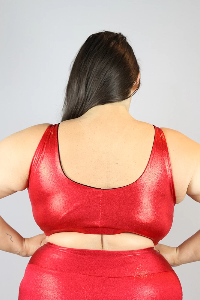 Red Sparkle Sweet Scoop Sports Bra – Plus Size 6 Red Sparkle Sweet Scoop Sports Bra – Plus Size - Image 4
