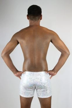 White Sparkle Pole Short Mens Polewear -Pole Dancing Clothing Store E50C6B98 BAD6 438B 86FC F485003DC03C