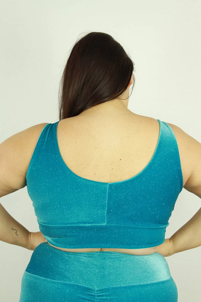 Velveteratti Turquoise Sweet Scoop Plus Size Sports Bra 6 Velveteratti Turquoise Sweet Scoop Plus Size Sports Bra - Image 4