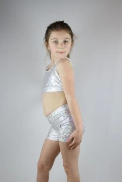 White Sparkle Crop Top Sports Bra Youth Girls -Pole Dancing Clothing Store FF18DE69 C3FD 40A2 AADD 23761C9F0A62