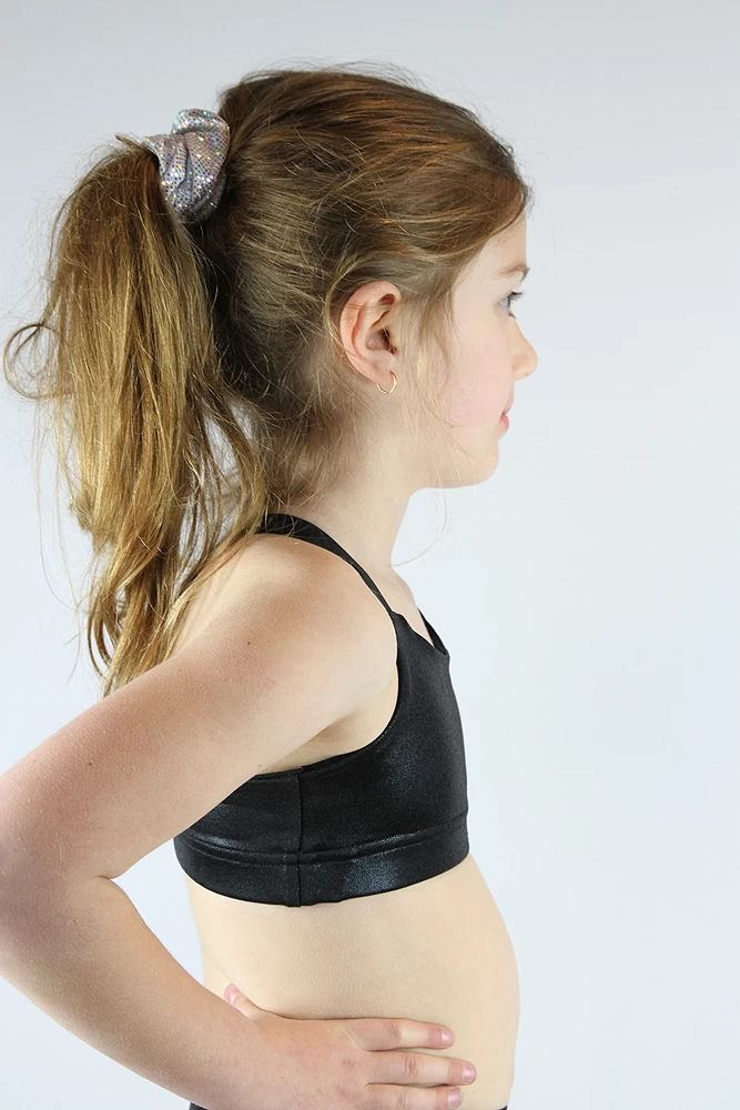 Black Sparkle V Sports Bra Youth Girls 5 Black Sparkle V Sports Bra Youth Girls - Image 3