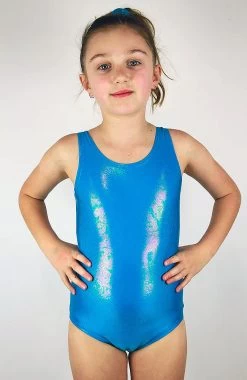Aqua Blue Sparkle Sleeveless One Piece Girls Leotard For Gymnastics -Pole Dancing Clothing Store Front Girls Sleeveless Aqua Sparkle One Piece Leotard For Gymnastics and Dance Classes from Little Rarrscals Range by Rarr Designs.jpg