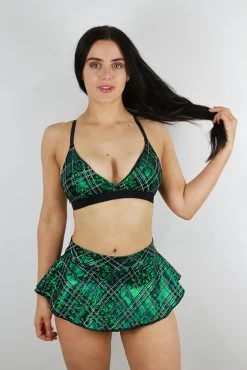 Green Tartan Bikini Bra -Pole Dancing Clothing Store Green Tartan Bikini Bra