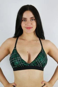 Green Tartan Bikini Bra