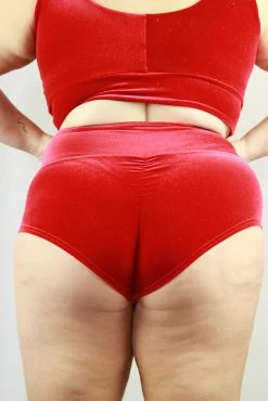 Velveteratti Red High Waisted BRAZIL Scrunchie Bum Shorts Plus Size Pole Wear -Pole Dancing Clothing Store IMG 1473