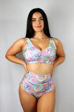 Retro Sparkle SUPER High Waisted BRAZIL Scrunchie Bum Shorts