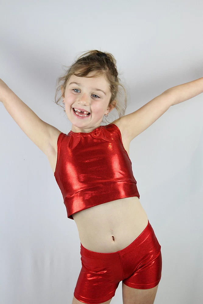 Red Sparkle Long Line Crop Top Youth Girls 7 Red Sparkle Long Line Crop Top Youth Girls - Image 5