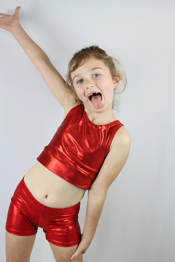 Red Sparkle Long Line Crop Top Youth Girls 8 Red Sparkle Long Line Crop Top Youth Girls - Image 6