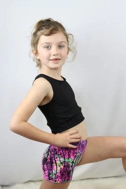 Matte Black Long Line Crop Top Youth Girls -Pole Dancing Clothing Store IMG 8618