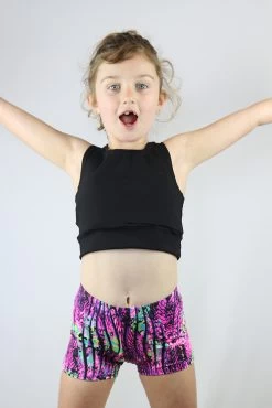Matte Black Long Line Crop Top Youth Girls -Pole Dancing Clothing Store IMG 8620