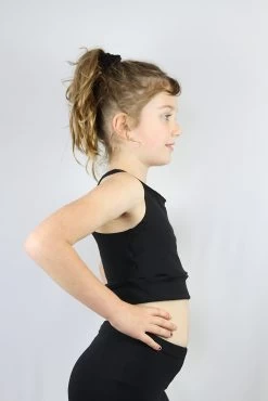 Matte Black Long Line Crop Top Youth Girls -Pole Dancing Clothing Store IMG 8623