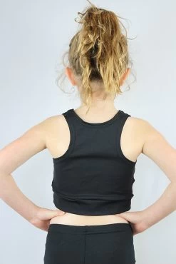Matte Black Long Line Crop Top Youth Girls -Pole Dancing Clothing Store IMG 8624