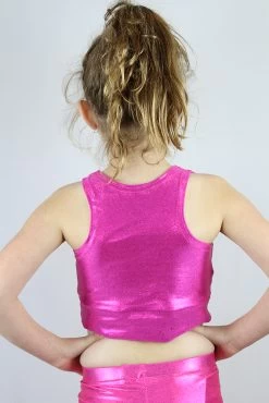 Pink Sparkle Long Line Crop Top Youth Girls 10 Pink Sparkle Long Line Crop Top Youth Girls -Pole Dancing Clothing Store IMG 8714