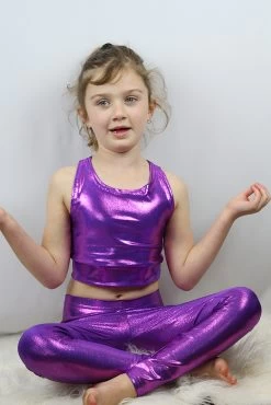 Purple Sparkle Long Line Crop Top Youth Girls 11 Purple Sparkle Long Line Crop Top Youth Girls -Pole Dancing Clothing Store IMG 8726