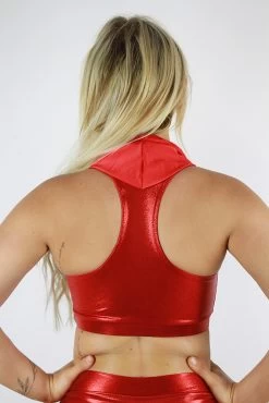 Little Red Riding Hood Red Sparkle Sports Bra -Pole Dancing Clothing Store Little Red Riding Hood Red Sparkle Sports Bra back