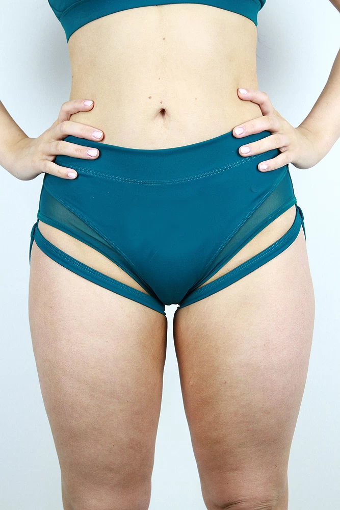 Maddox Low Waist Garter Short – Emerald 4 Maddox Low Waist Garter Short – Emerald - Image 2