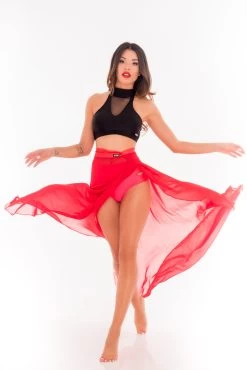 Dance Skirt -Pole Dancing Clothing Store Red skirt Backbone polewear 1