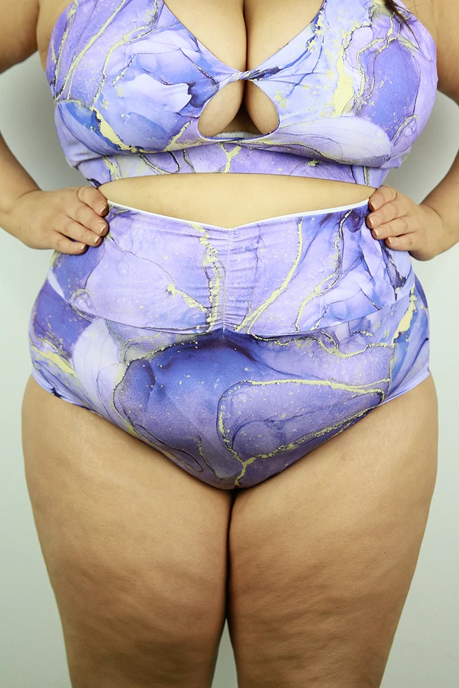 Tutti Frutti High Waisted BRAZIL Scrunchie Bum Short – Plus Size GRAPE | Pole Wear 4 Tutti Frutti High Waisted BRAZIL Scrunchie Bum Short – Plus Size GRAPE | Pole Wear - Image 2