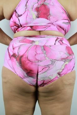 Tutti Frutti High Waisted BRAZIL Scrunchie Bum Shorts – Plus Size RASPBERRY | Pole Wear -Pole Dancing Clothing Store Tutti Frutti High Waisted BRAZIL Scrunchie Bum Shorts Plus Size RASPBERRY Pole Wear back