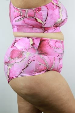 Tutti Frutti High Waisted BRAZIL Scrunchie Bum Shorts – Plus Size RASPBERRY | Pole Wear -Pole Dancing Clothing Store Tutti Frutti High Waisted BRAZIL Scrunchie Bum Shorts Plus Size RASPBERRY Pole Wear side