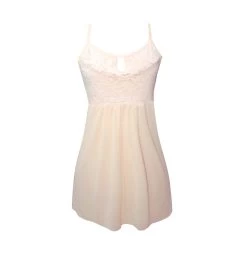 Off Pink Baby Doll Lace Bodice And Net Nighty