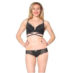 Foil Lace Plunge Neckline Bra