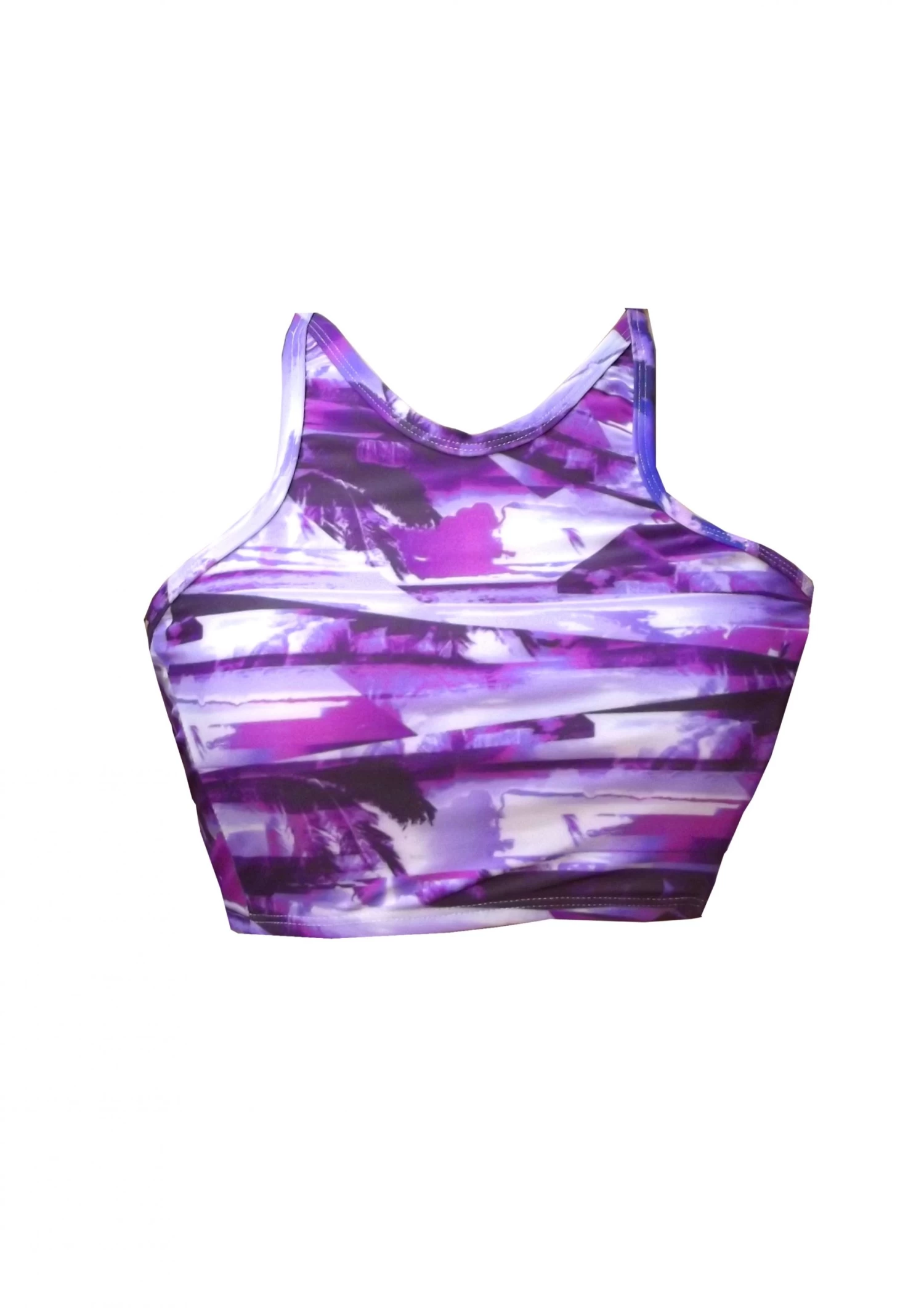 BK9P465P Purple Haze Print High Neck Tank Crop Bikini Top 6 BK9P465P Purple Haze Print High Neck Tank Crop Bikini Top - Image 4