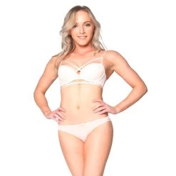 Criss Cross Strappy Bra And Knicker Set In Blush Pink