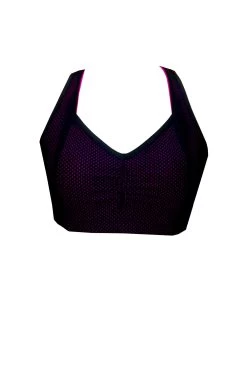 BK54PB Hot Pink Black Mesh Scrunchie Max Impact Crop Top