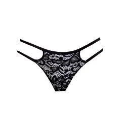 Black Floral Lace Panty Featuring Ladder Straps