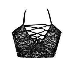 Lace Up Lace Pole Crop Top BK86lace