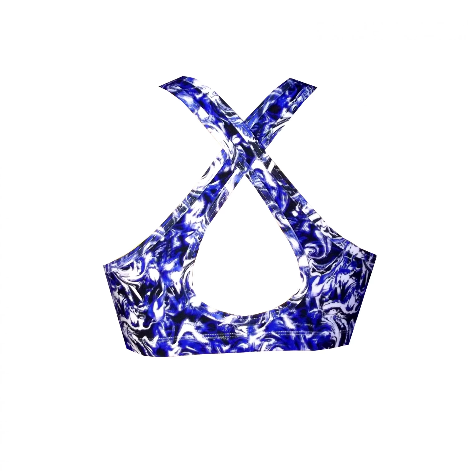 BK51P487 Crashing Waves Print Diamond Cut Crop Top 4 BK51P487 Crashing Waves Print Diamond Cut Crop Top - Image 2