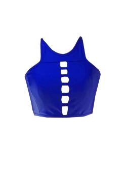 BK22Blu Royal Blue Ladder High Neck Tank Crop Top