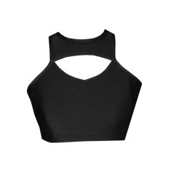 BK51blk Black Diamond Cut Crop Top