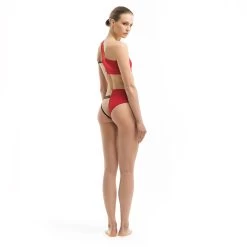 Asymmetric Bikini Top RED/NUDE 01 -Pole Dancing Clothing Store asymetric set