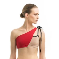 Asymmetric Bikini Top RED/NUDE 01