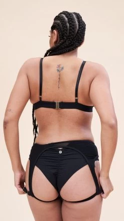 Cora Low Waist – Mesh Cut Out Garter Low Waist Bottom Recycled Black -Pole Dancing Clothing Store cora low waist bottom recycled black bottom 38203482996983